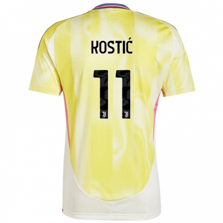 Kandiny Gyermek Filip Kostić #11 Napsárga Idegenbeli Jersey 2024/25 Mez Póló Ing