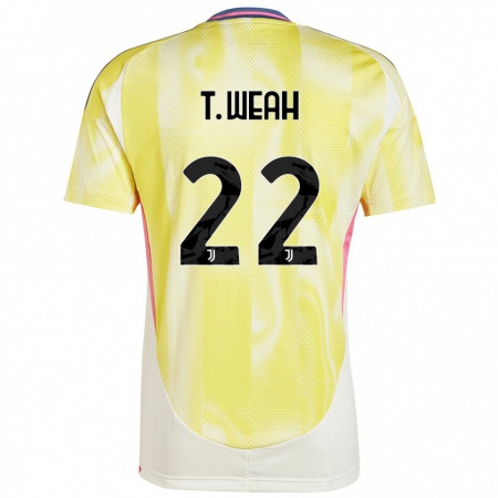 Kandiny Gyermek Timothy Weah #22 Napsárga Idegenbeli Jersey 2024/25 Mez Póló Ing