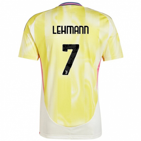 Kandiny Gyermek Alisha Lehmann #7 Napsárga Idegenbeli Jersey 2024/25 Mez Póló Ing