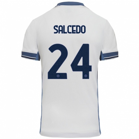 Kandiny Gyermek Eddie Salcedo #24 Fehér Szürke Idegenbeli Jersey 2024/25 Mez Póló Ing