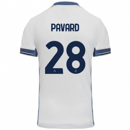 Kandiny Gyermek Benjamin Pavard #28 Fehér Szürke Idegenbeli Jersey 2024/25 Mez Póló Ing