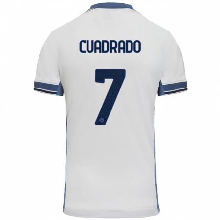 Kandiny Gyermek Juan Cuadrado #7 Fehér Szürke Idegenbeli Jersey 2024/25 Mez Póló Ing