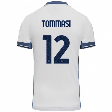 Kandiny Gyermek Francesco Tommasi #12 Fehér Szürke Idegenbeli Jersey 2024/25 Mez Póló Ing