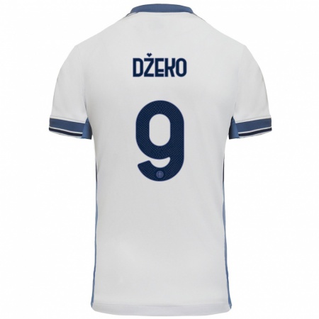 Kandiny Gyermek Edin Dzeko #9 Fehér Szürke Idegenbeli Jersey 2024/25 Mez Póló Ing