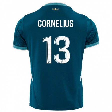 Kandiny Gyermek Derek Cornelius #13 Türkizkék Idegenbeli Jersey 2024/25 Mez Póló Ing