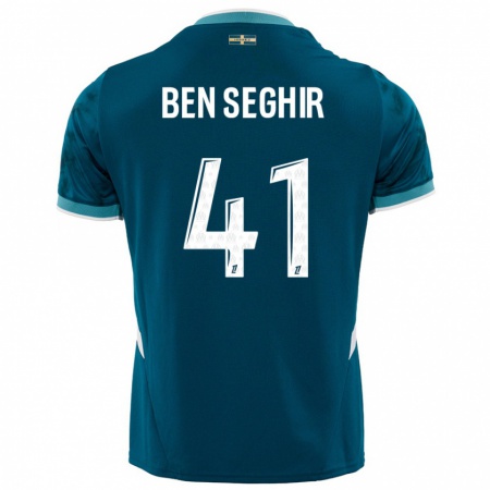 Kandiny Gyermek Salim Ben Seghir #41 Türkizkék Idegenbeli Jersey 2024/25 Mez Póló Ing