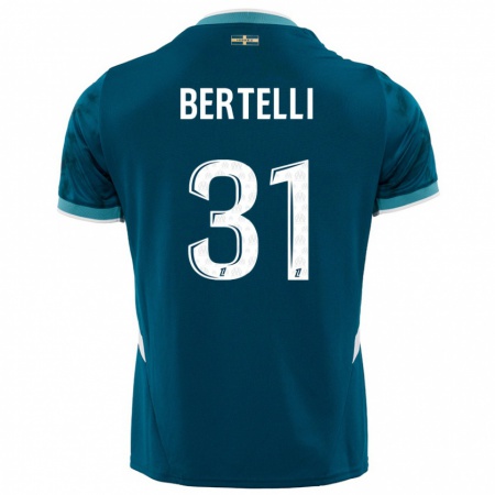 Kandiny Gyermek Ugo Bertelli #31 Türkizkék Idegenbeli Jersey 2024/25 Mez Póló Ing