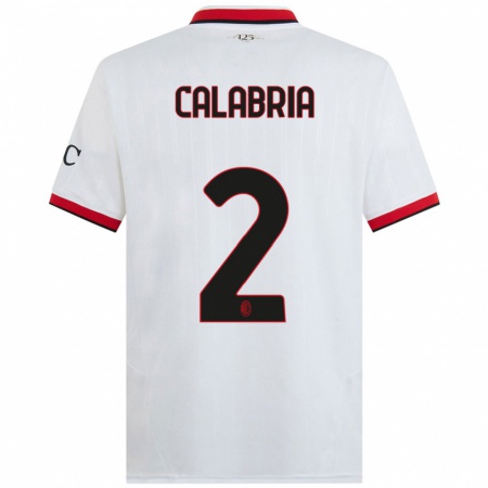 Kandiny Gyermek Davide Calabria #2 Fehér Fekete Piros Idegenbeli Jersey 2024/25 Mez Póló Ing