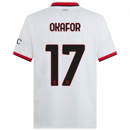 Kandiny Gyermek Noah Okafor #17 Fehér Fekete Piros Idegenbeli Jersey 2024/25 Mez Póló Ing