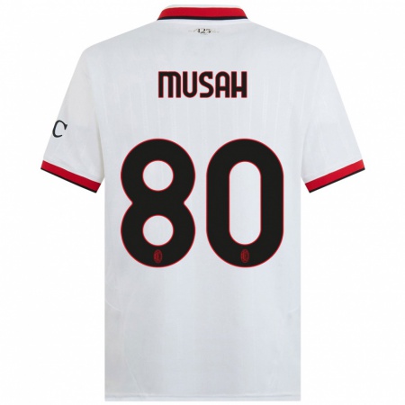 Kandiny Gyermek Yunus Musah #80 Fehér Fekete Piros Idegenbeli Jersey 2024/25 Mez Póló Ing