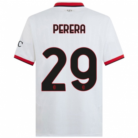 Kandiny Gyermek Nirash Perera #29 Fehér Fekete Piros Idegenbeli Jersey 2024/25 Mez Póló Ing