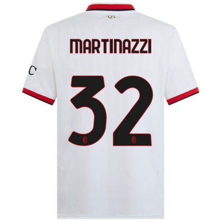 Kandiny Gyermek Luca Martinazzi #32 Fehér Fekete Piros Idegenbeli Jersey 2024/25 Mez Póló Ing