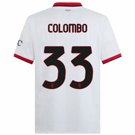 Kandiny Gyermek Federico Colombo #33 Fehér Fekete Piros Idegenbeli Jersey 2024/25 Mez Póló Ing