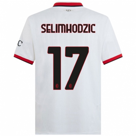 Kandiny Gyermek Noa Selimhodzic #17 Fehér Fekete Piros Idegenbeli Jersey 2024/25 Mez Póló Ing