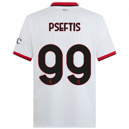 Kandiny Gyermek Fotios Pseftis #99 Fehér Fekete Piros Idegenbeli Jersey 2024/25 Mez Póló Ing