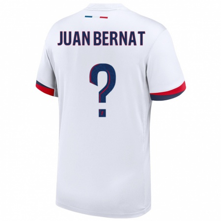 Kandiny Gyermek Juan Bernat #0 Fehér Kék Piros Idegenbeli Jersey 2024/25 Mez Póló Ing