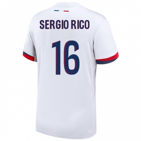 Kandiny Gyermek Sergio Rico #16 Fehér Kék Piros Idegenbeli Jersey 2024/25 Mez Póló Ing