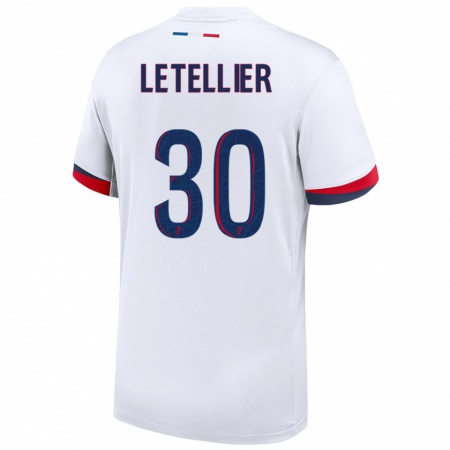 Kandiny Gyermek Alexandre Letellier #30 Fehér Kék Piros Idegenbeli Jersey 2024/25 Mez Póló Ing