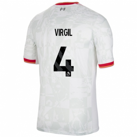 Kandiny Gyermek Virgil Van Dijk #4 Fehér Piros Fekete Harmadik Számú Jersey 2024/25 Mez Póló Ing