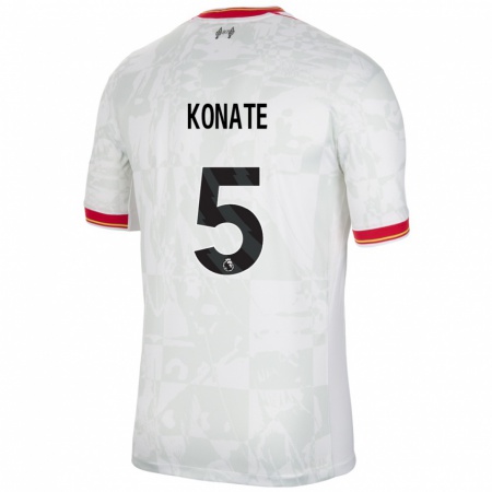 Kandiny Gyermek Ibrahima Konaté #5 Fehér Piros Fekete Harmadik Számú Jersey 2024/25 Mez Póló Ing