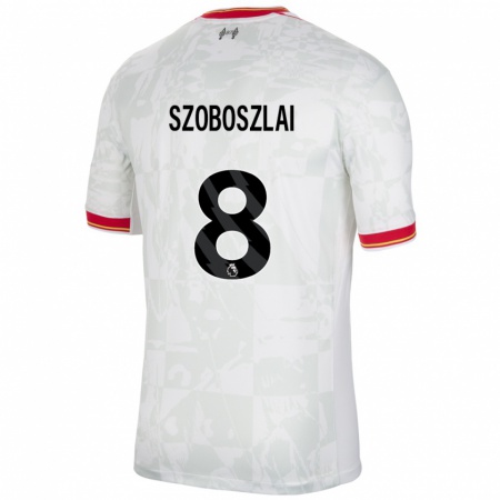 Kandiny Gyermek Dominik Szoboszlai #8 Fehér Piros Fekete Harmadik Számú Jersey 2024/25 Mez Póló Ing