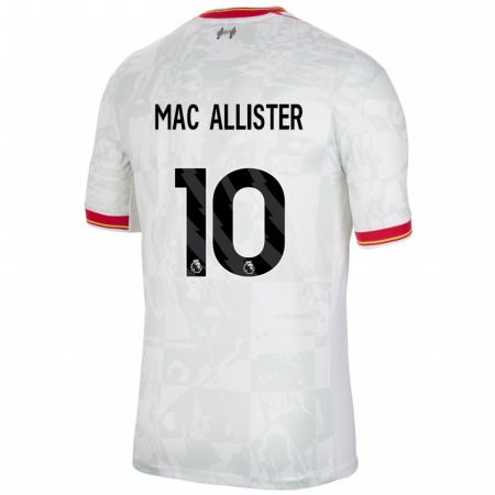 Kandiny Gyermek Alexis Mac Allister #10 Fehér Piros Fekete Harmadik Számú Jersey 2024/25 Mez Póló Ing