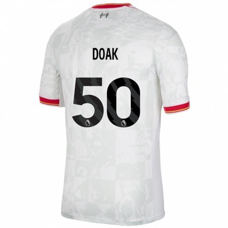 Kandiny Gyermek Ben Doak #50 Fehér Piros Fekete Harmadik Számú Jersey 2024/25 Mez Póló Ing