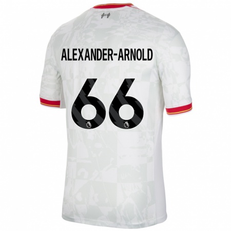 Kandiny Gyermek Trent Alexander-Arnold #66 Fehér Piros Fekete Harmadik Számú Jersey 2024/25 Mez Póló Ing