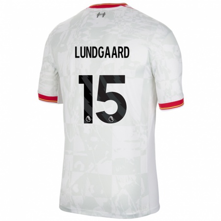 Kandiny Gyermek Sofie Lundgaard #15 Fehér Piros Fekete Harmadik Számú Jersey 2024/25 Mez Póló Ing