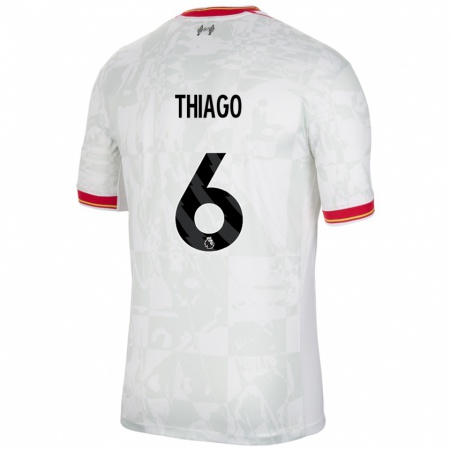 Kandiny Gyermek Thiago #6 Fehér Piros Fekete Harmadik Számú Jersey 2024/25 Mez Póló Ing