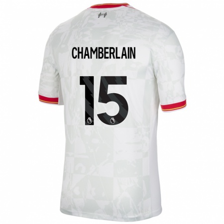 Kandiny Gyermek Alex Oxlade Chamberlain #15 Fehér Piros Fekete Harmadik Számú Jersey 2024/25 Mez Póló Ing