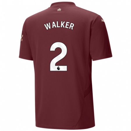 Kandiny Gyermek Kyle Walker #2 Gesztenyebarna Harmadik Számú Jersey 2024/25 Mez Póló Ing