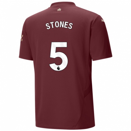 Kandiny Gyermek John Stones #5 Gesztenyebarna Harmadik Számú Jersey 2024/25 Mez Póló Ing