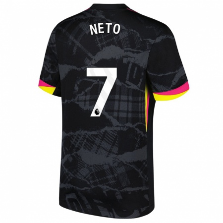 Kandiny Gyermek Pedro Neto #7 Fekete Rózsaszín Harmadik Számú Jersey 2024/25 Mez Póló Ing