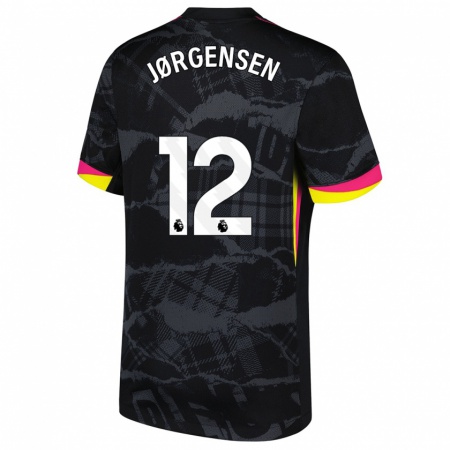 Kandiny Gyermek Filip Jørgensen #12 Fekete Rózsaszín Harmadik Számú Jersey 2024/25 Mez Póló Ing