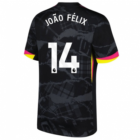 Kandiny Gyermek João Félix #14 Fekete Rózsaszín Harmadik Számú Jersey 2024/25 Mez Póló Ing