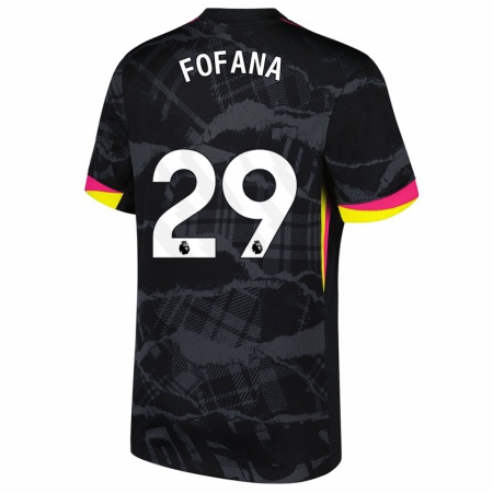 Kandiny Gyermek Wesley Fofana #29 Fekete Rózsaszín Harmadik Számú Jersey 2024/25 Mez Póló Ing