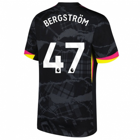 Kandiny Gyermek Lucas Bergström #47 Fekete Rózsaszín Harmadik Számú Jersey 2024/25 Mez Póló Ing