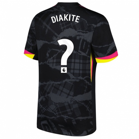 Kandiny Gyermek Calvin Diakite #0 Fekete Rózsaszín Harmadik Számú Jersey 2024/25 Mez Póló Ing