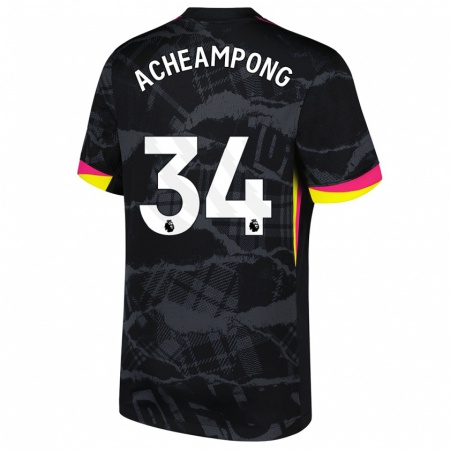 Kandiny Gyermek Josh Acheampong #34 Fekete Rózsaszín Harmadik Számú Jersey 2024/25 Mez Póló Ing