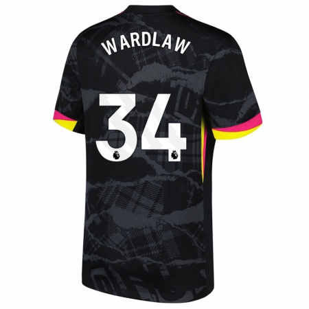 Kandiny Gyermek Charlotte Wardlaw #34 Fekete Rózsaszín Harmadik Számú Jersey 2024/25 Mez Póló Ing