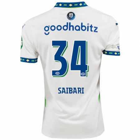 Kandiny Gyermek Ismael Saibari #34 Fehér Sötétkék Harmadik Számú Jersey 2024/25 Mez Póló Ing