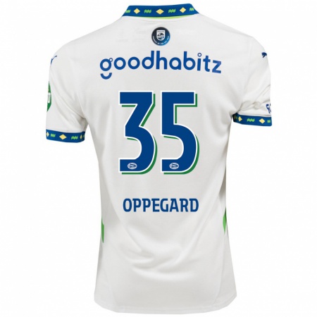 Kandiny Gyermek Fredrik Oppegård #35 Fehér Sötétkék Harmadik Számú Jersey 2024/25 Mez Póló Ing