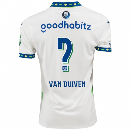 Kandiny Gyermek Robin Van Duiven #0 Fehér Sötétkék Harmadik Számú Jersey 2024/25 Mez Póló Ing