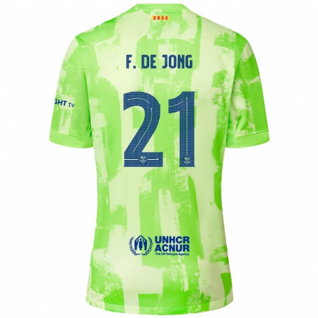 Kandiny Gyermek Frenkie De Jong #21 Mész Harmadik Számú Jersey 2024/25 Mez Póló Ing