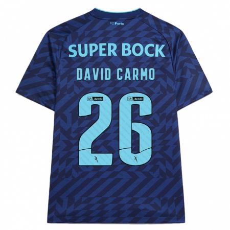 Kandiny Gyermek David Carmo #26 Sötétkék Harmadik Számú Jersey 2024/25 Mez Póló Ing