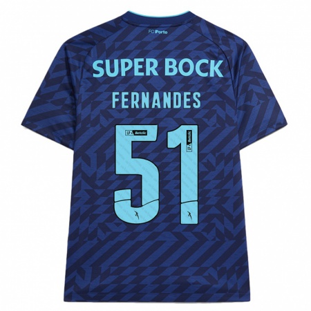 Kandiny Gyermek Diogo Fernandes #51 Sötétkék Harmadik Számú Jersey 2024/25 Mez Póló Ing