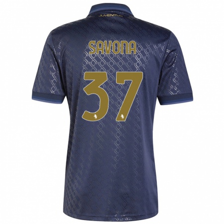 Kandiny Gyermek Nicolò Savona #37 Sötétkék Harmadik Számú Jersey 2024/25 Mez Póló Ing