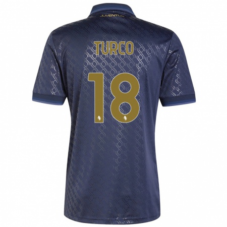 Kandiny Gyermek Nicolo Turco #18 Sötétkék Harmadik Számú Jersey 2024/25 Mez Póló Ing