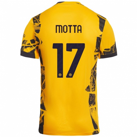 Kandiny Gyermek Matteo Motta #17 Arany Fekete Harmadik Számú Jersey 2024/25 Mez Póló Ing